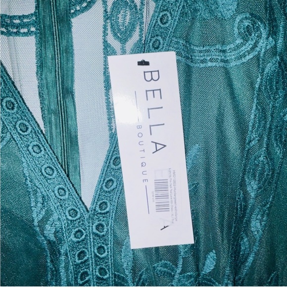 NWT Bella Boutique Emerald Green Lace Mini Dress Tunic V Neck XL Plus - Picture 6 of 10